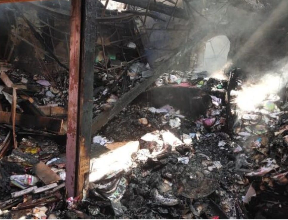Five to six shops were gutted in Jaisinghpur in a terrible fire