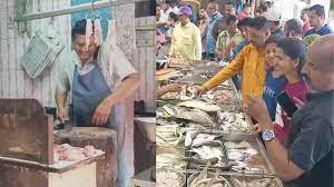 Mutton chicken shop crowded on the occasion of Gutari Amavasya