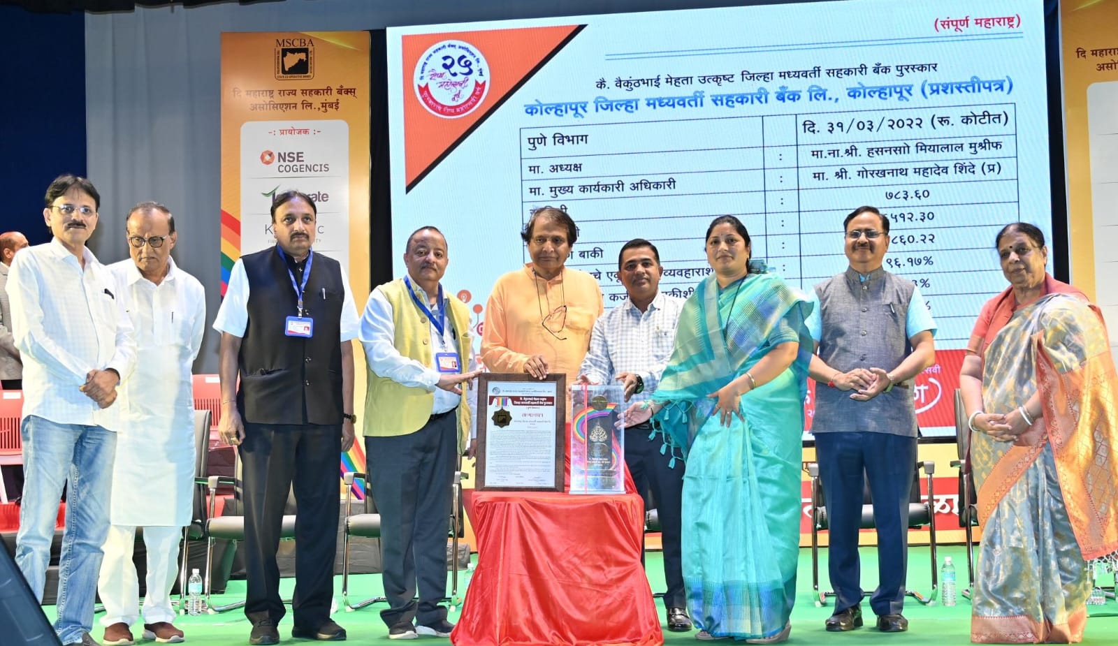 Vaikunthabhai Mehta Outstanding District Bank Award to KDCC Bank