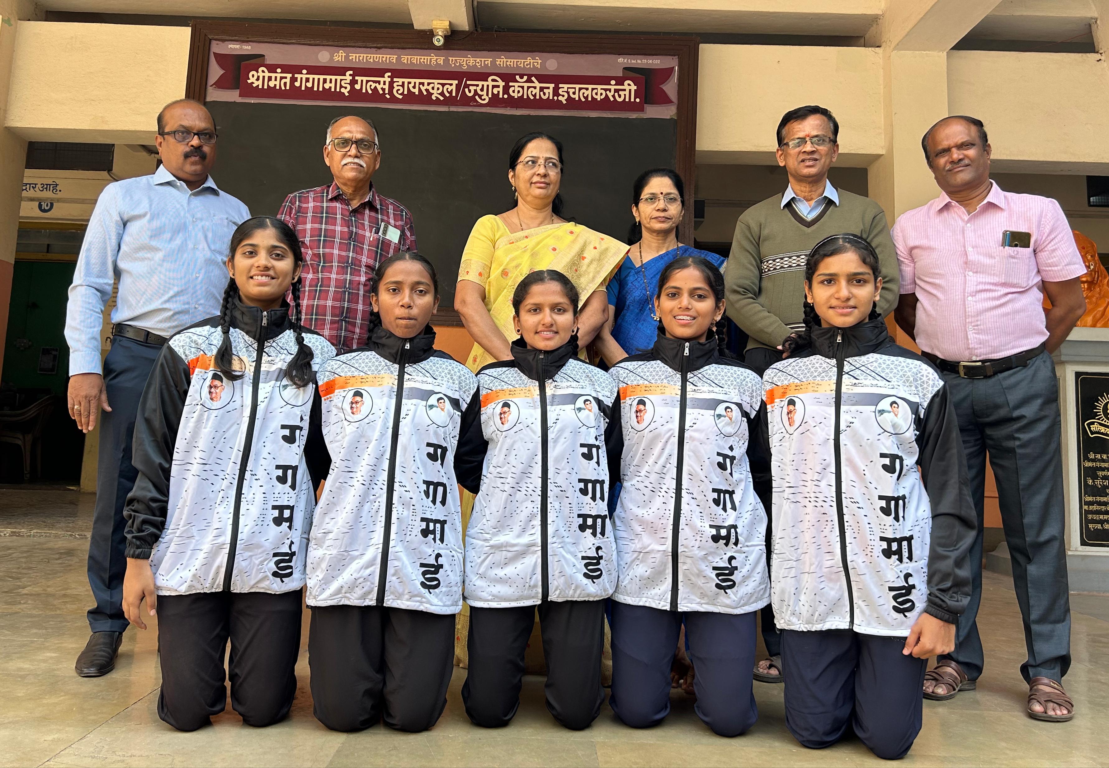 Selection of Gangamai players for state level volleyball tournament